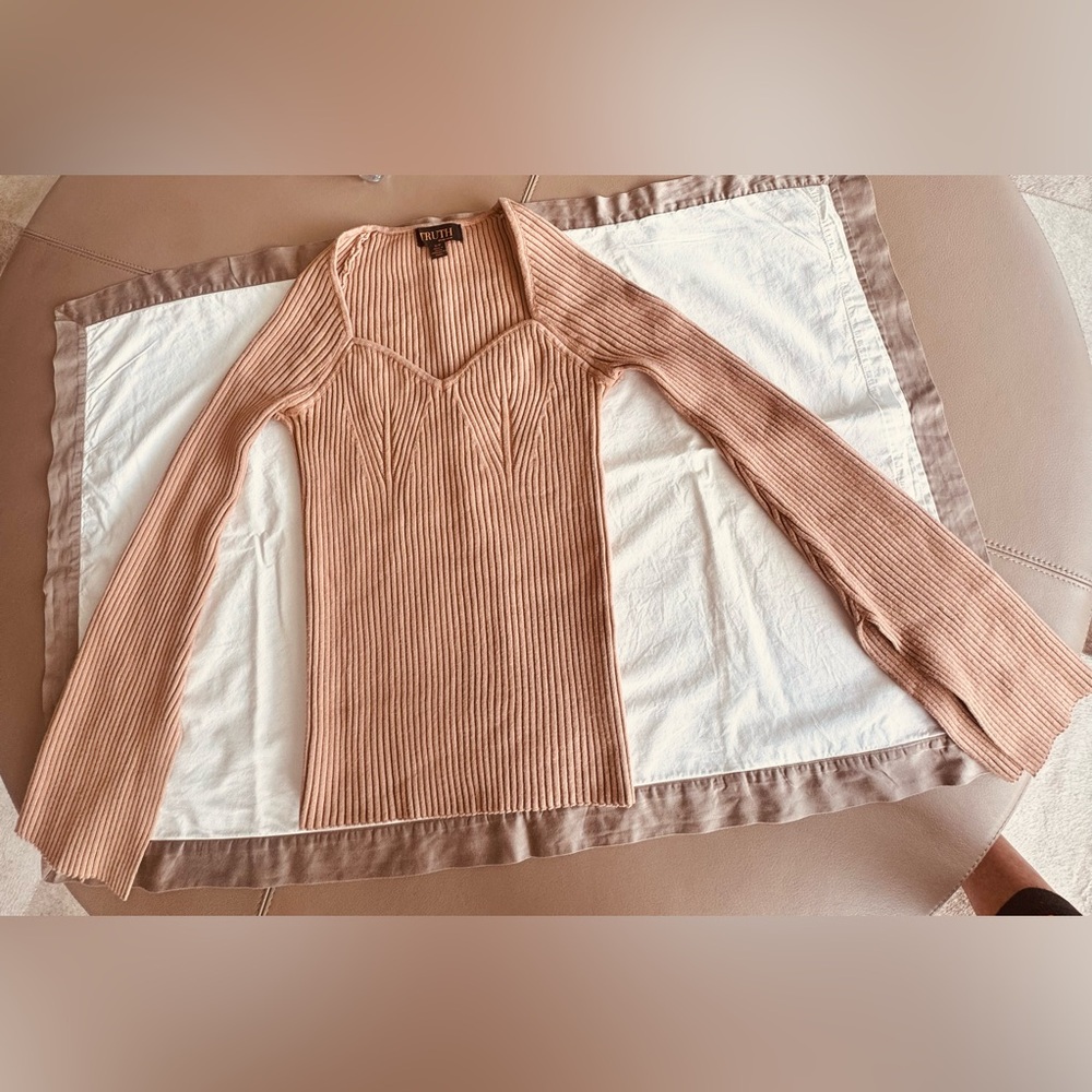 Truth Ribbed Knit Sweater - Light brown